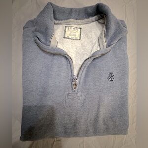 Blue Cotton Quarter-Zip Sweatshirt w/ Kangaroo Pockets & Vent Holes. XL.